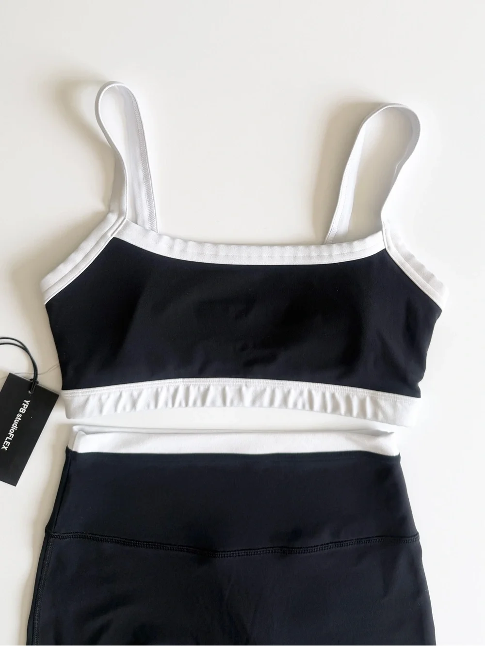 YPB Abercrombie & Fitch SMALL black and white shorts and sports bra set